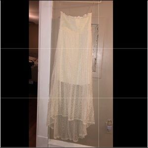 Strapless Cream Maxi Dress